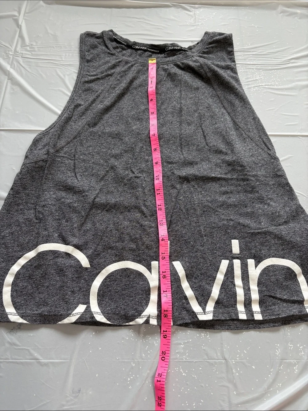 Calvin Klein Dark Gray Sleeveless Open Back Logo Tank - Picture 6 of 10